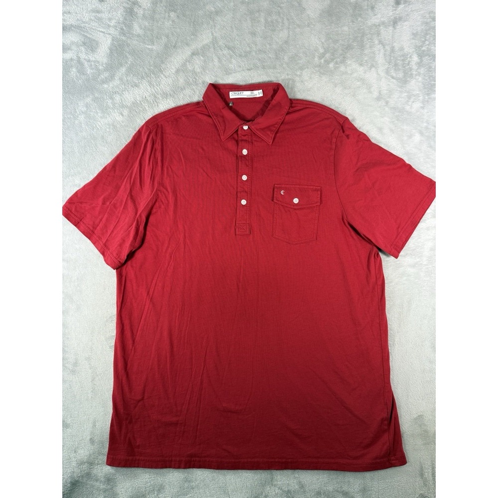Criquet Shirt Mens 2XL Red Cotton Short Sleeve Polo Preppy
